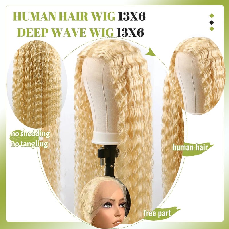 Valiilo 13x6 Lace Front Wigs Human Hair Deep Wave 613 Blonde Lace Front Wig Human Hair Pre Plucked Glueless Wig for Women 22 Inch - Image 3